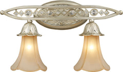 Chelsea 2 Light Sconce In Aged Silver and Beige Frosted Glass