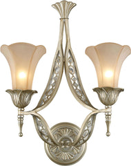 Chelsea 2 Light Wall Sconce In Aged Silver and Beige Frosted Glass