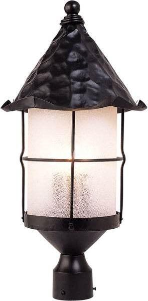 Rustica 3 Light Outdoor Post Lamp In Matte Black and Scavo Glass