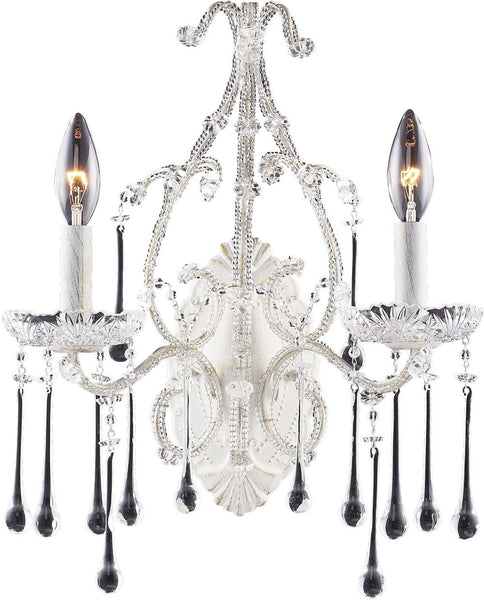 Opulence 2 Light Wall Sconce In Antique White and Clear Crystal