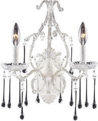 Opulence 2 Light Wall Sconce In Antique White and Clear Crystal
