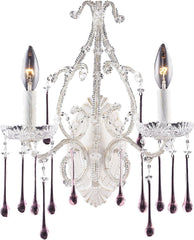 Opulence 2 Light Wall Sconce In Antique White and Rose Crystal