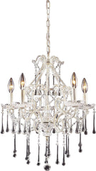 Opulence 5 Light Chandelier In Antique White and Clear Crystal
