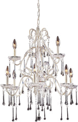 Opulence 9 Light Chandelier In Antique White and Clear Crystal