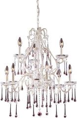 Opulence 9 Light Chandelier In Antique White and Rose Crystal