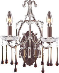 Opulence 2 Light Wall Sconce In Rust and Amber Crystal