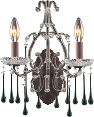 Opulence 2 Light Wall Sconce In Rust and Lime Crystal