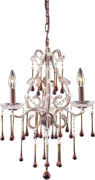 Opulence 3 Light Chandelier In Rust and Amber Crystal