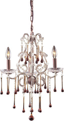 Opulence 3 Light Chandelier In Rust and Amber Crystal