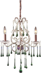 Opulence 3 Light Chandelier In Rust and Lime Crystal