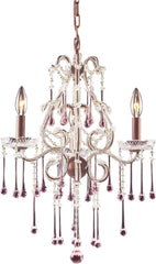 Opulence 3 Light Chandelier In Rust and Rose Crystal