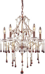 Opulence 5 Light Chandelier In Rust and Amber Crystal