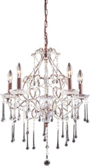 Opulence 5 Light Chandelier In Rust and Clear Crystal