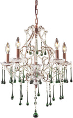 Opulence 5 Light Chandelier In Rust and Lime Crystal