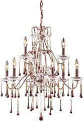 Opulence 9 Light Chandelier In Rust and Amber Crystal