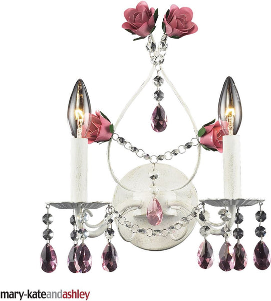 Rosavita 2 Light Wall Sconce In Antique White and Pink