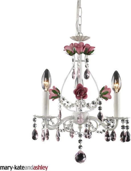 Rosavita 3 Light Chandelier In Antique White and Pink