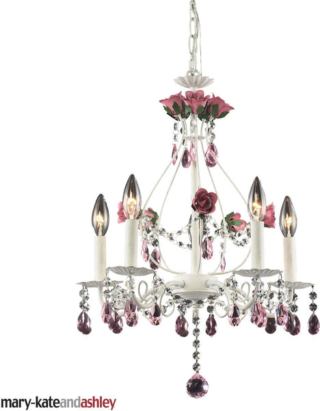 Rosavita 5 Light Chandelier In Antique White and Pink