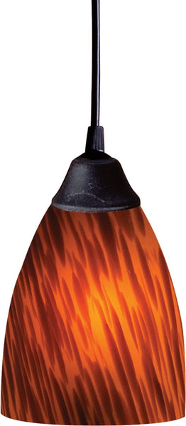 Classico 1 Light Led Pendant In Dark Rust and Espresso Glass