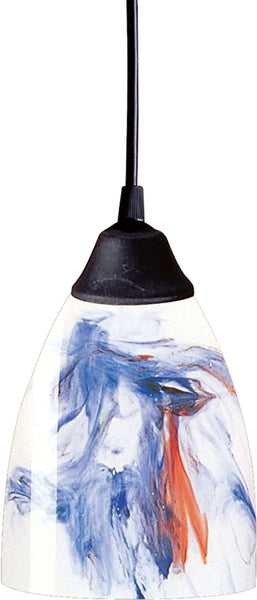 Classico 1 Light Led Pendant In Dark Rust and Mountain Glass