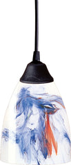 Classico 1 Light Led Pendant In Dark Rust and Mountain Glass