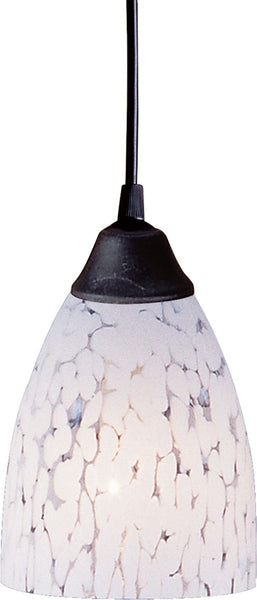 Classico 1 Light Led Pendant In Dark Rust and Snow White Glass