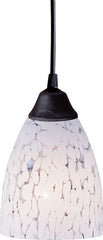 Classico 1 Light Led Pendant In Dark Rust and Snow White Glass