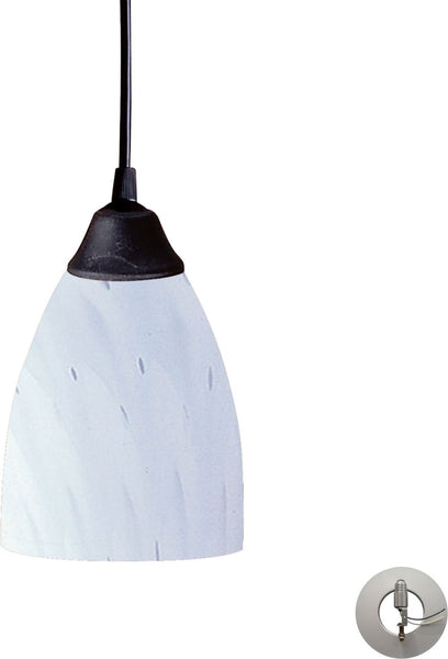 Classico 1 Light Pendant In Dark Rust and Simply White Glass - Includes Recessed Lighting Kit