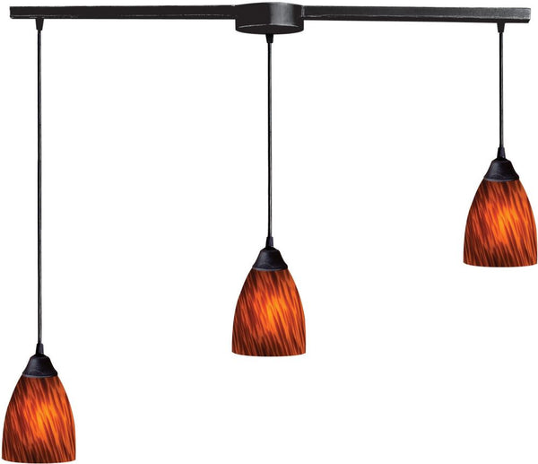 Classico 3 Light Pendant In Dark Rust and Espresso Glass