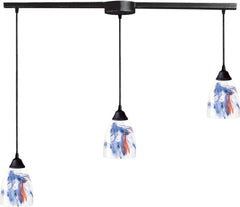 Classico 3 Light Pendant In Dark Rust and Mountain Glass