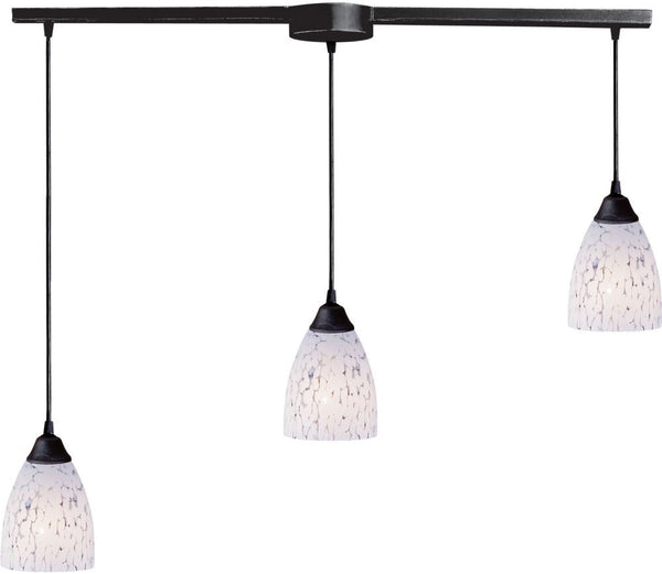 Classico 3 Light Pendant In Dark Rust and Snow White Glass