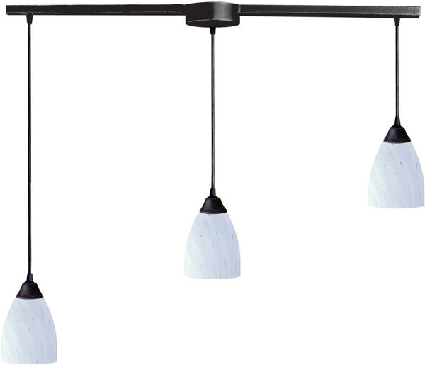 Classico 3 Light Pendant In Dark Rust and Simply White Glass