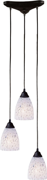 Classico 3 Light Pendant In Dark Rust and Snow White Glass