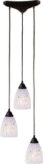 Classico 3 Light Pendant In Dark Rust and Snow White Glass