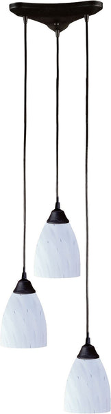 Classico 3 Light Pendant In Dark Rust and Simply White Glass