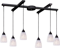 Classico 6 Light Pendant In Dark Rust and Snow White Glass
