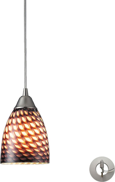 Arco Baleno 1 Light Pendant In Satin Nickel and Coco Glasswith Adapter Kit