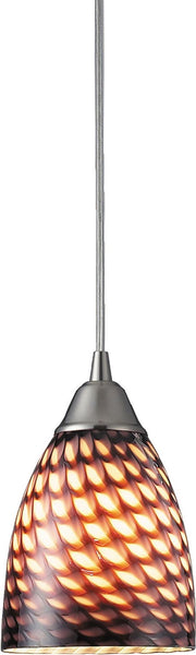 Arco Baleno 1 Light Led Pendant In Satin Nickel and Coco Glass