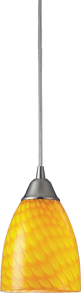 Arco Baleno 1 Light Pendant In Satin Nickel and Canary Glass