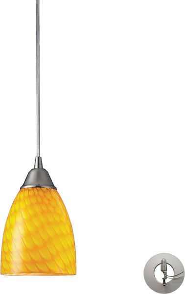 Arco Baleno 1 Light Pendant In Satin Nickel and Canary Glasswith Adapter Kit