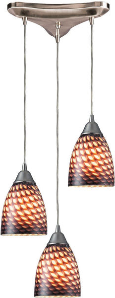 Arco Baleno 3 Light Pendant In Satin Nickel and Coco Glass