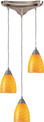 Arco Baleno 3 Light Pendant In Satin Nickel and Canary Glass