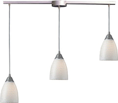 Arco Baleno 3 Light Pendant In Satin Nickel and White Swirl Glass