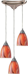 Arco Baleno 3 Light Pendant In Satin Nickel and Multi Glass