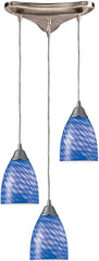 Arco Baleno 3 Light Pendant In Satin Nickel and Sapphire Glass