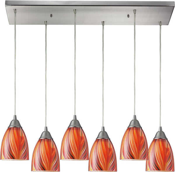 Arco Baleno 6 Light Pendant In Satin Nickel