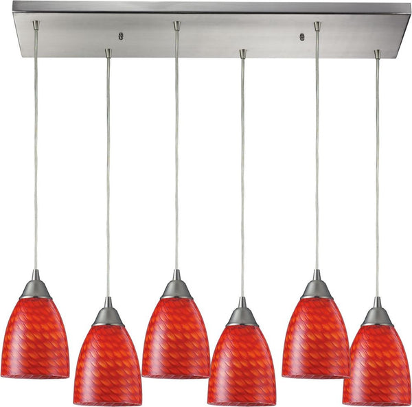 Arco Baleno 6 Light Pendant In Satin Nickel