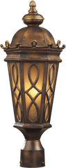 Burlington Junction 2 Light Outdoor Post Light In Hazlenut Bronze and Amber Scavo Glass