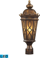 Burlington Junction 2 Light Outdoor Led Post Light In Hazlenut Bronze and Amber Scavo Glass