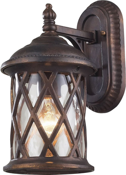 Barrington Gate 1 Light Outdoor Sconce In Hazlenut Bronze and Designer Water Glass